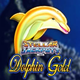 Dolphin Gold with Stellar Jackpots online game logo by Lightning Box Game on spinsycasinoo.org
